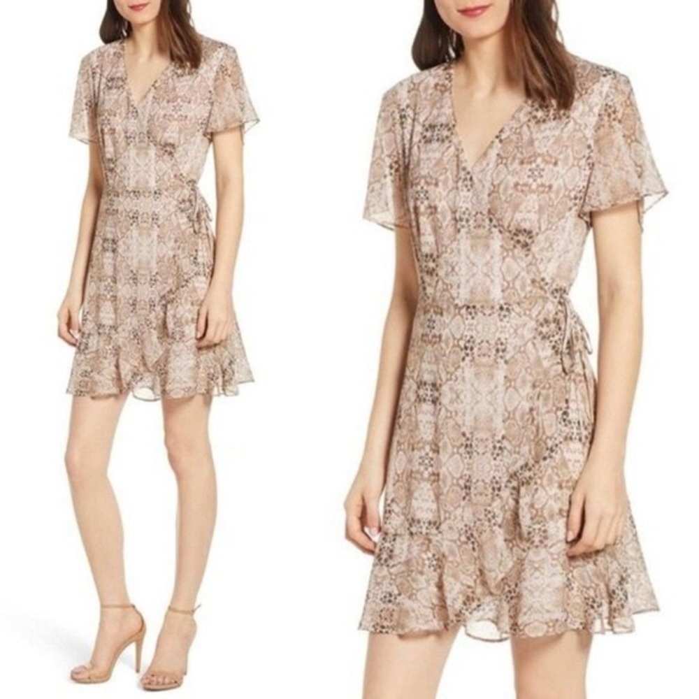All in Favor Grey/Mauve Wrap Mini Dress